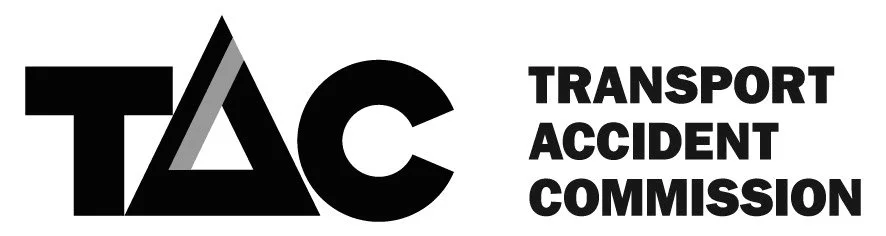 Logo for the Transport Accident Commission featuring bold black text and stylized 'TAC' initials.