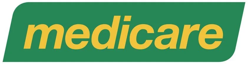 Medicare logo with yellow text on a green background.