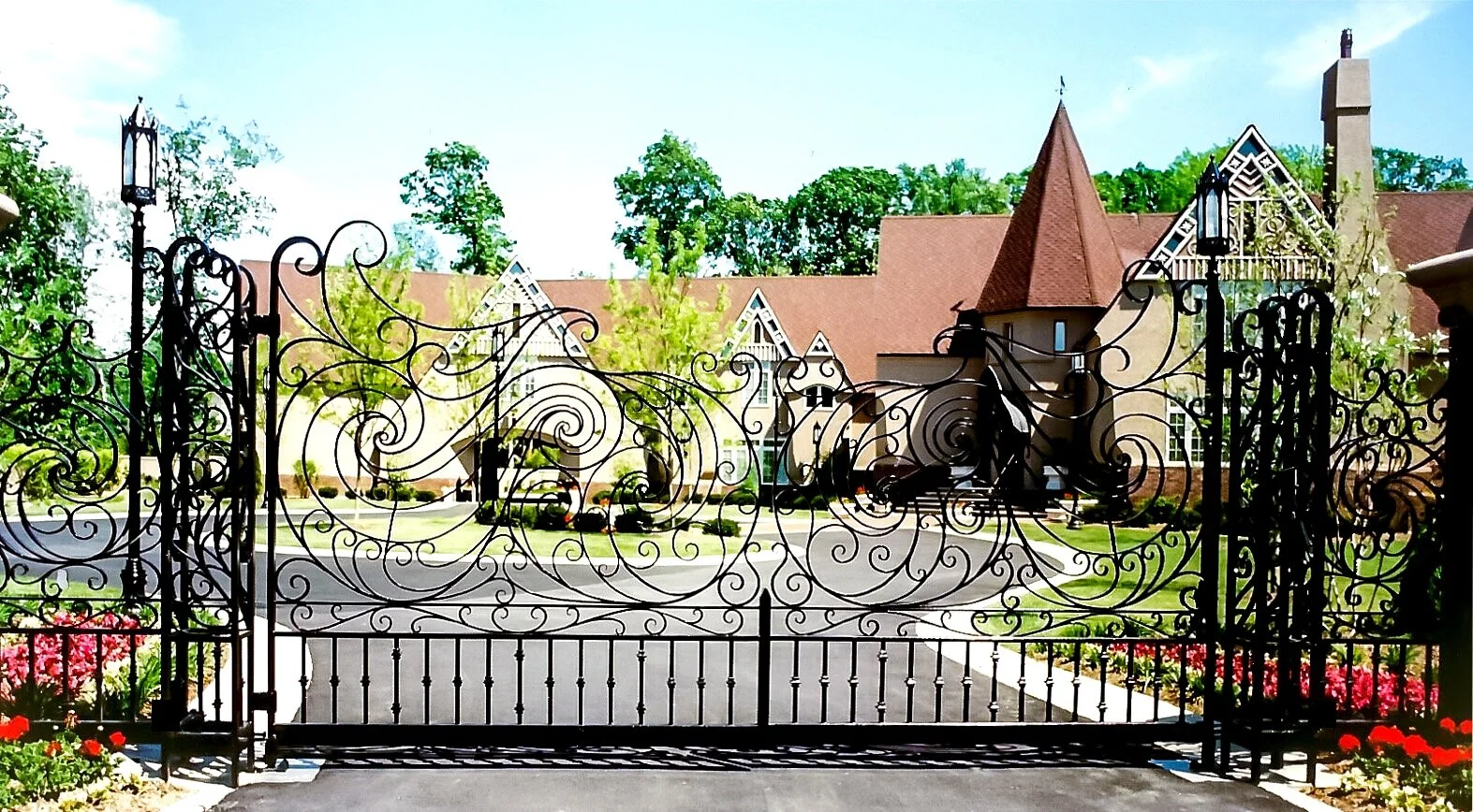 Wrought iron driveway gate