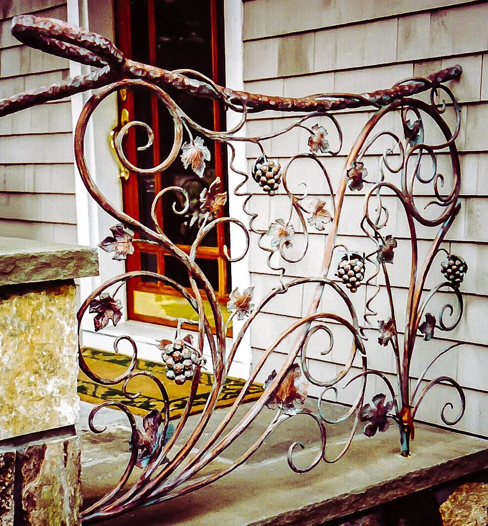 Wrought iron railing with grapes