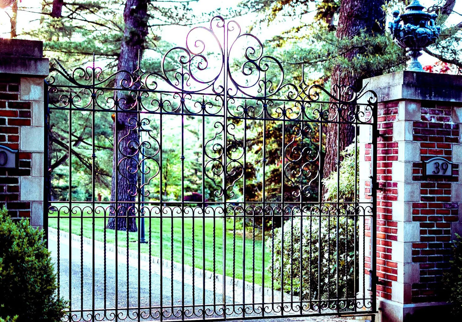 Wrought iron driveway gate