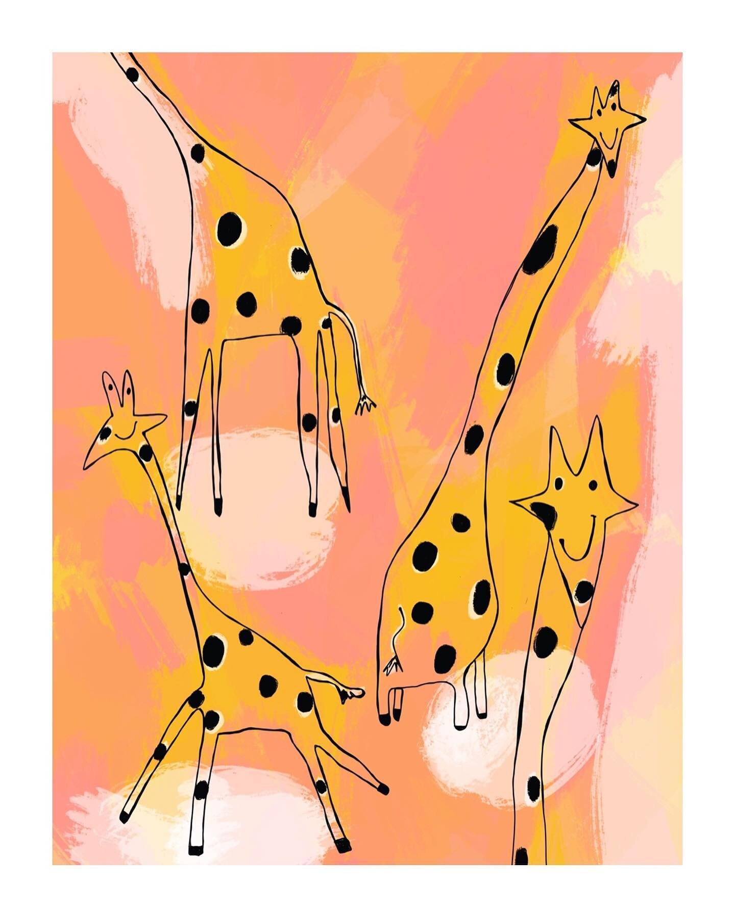🦒🐘🦜Giraffes, one smiley elephant and some birds to brighten your day! Giraffe print still for sale in @etsy shop 💛😘 
.
.
.
.
.
.
#waihekelife #waihekenz #nz #nzillustrator #nzcreatives #nzcreators #nzcreative #creativenz #kidsprints #kidsroom #k