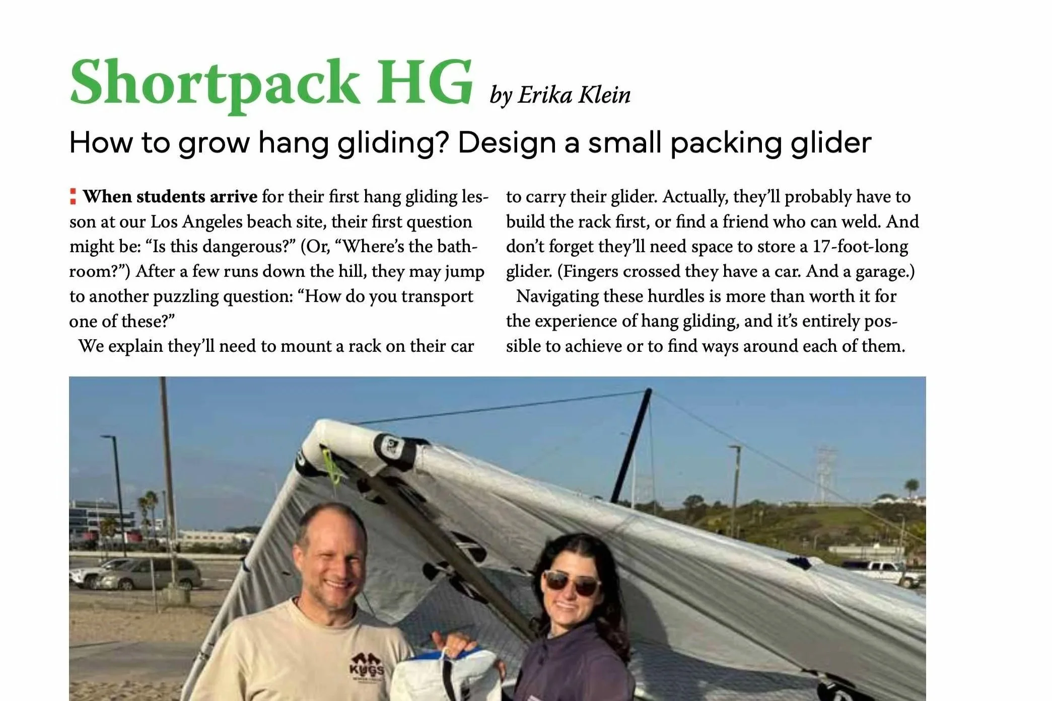 screenshot of magazine page reading Shortpack HG and article text
