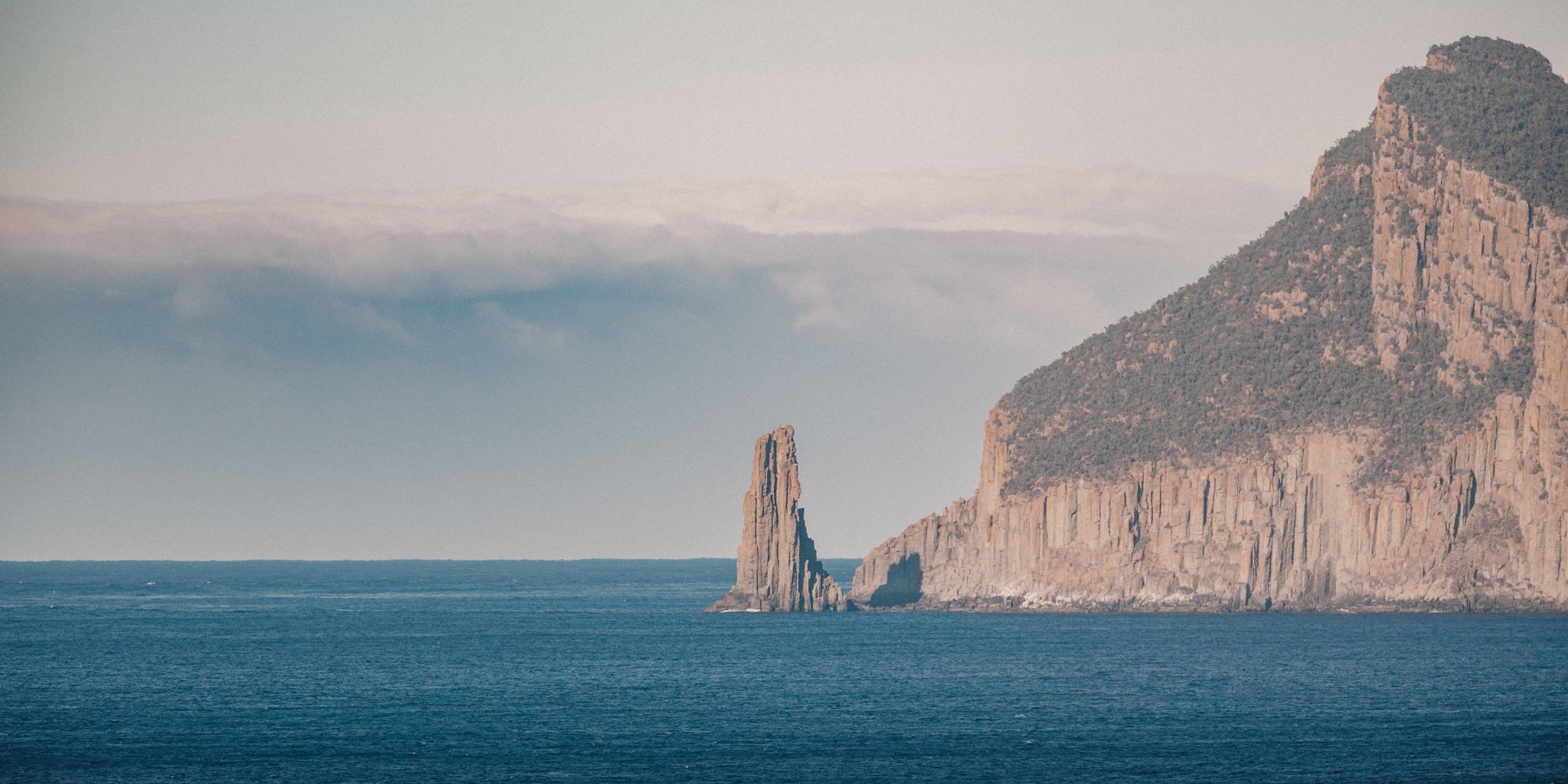 Looking out towards Cape Pillar and Cathedral Rock.