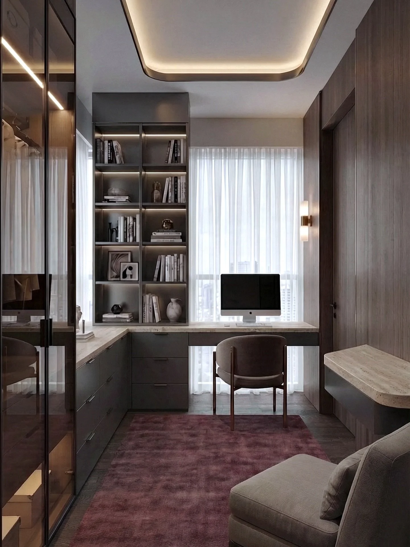 Started with a sketch,
now it&rsquo;s a space you can actually sit in and enjoy. 
.
.
#subtlesatostudio #wherestillnessmeetsdesign
#studyroomdesign #builtinjoinery