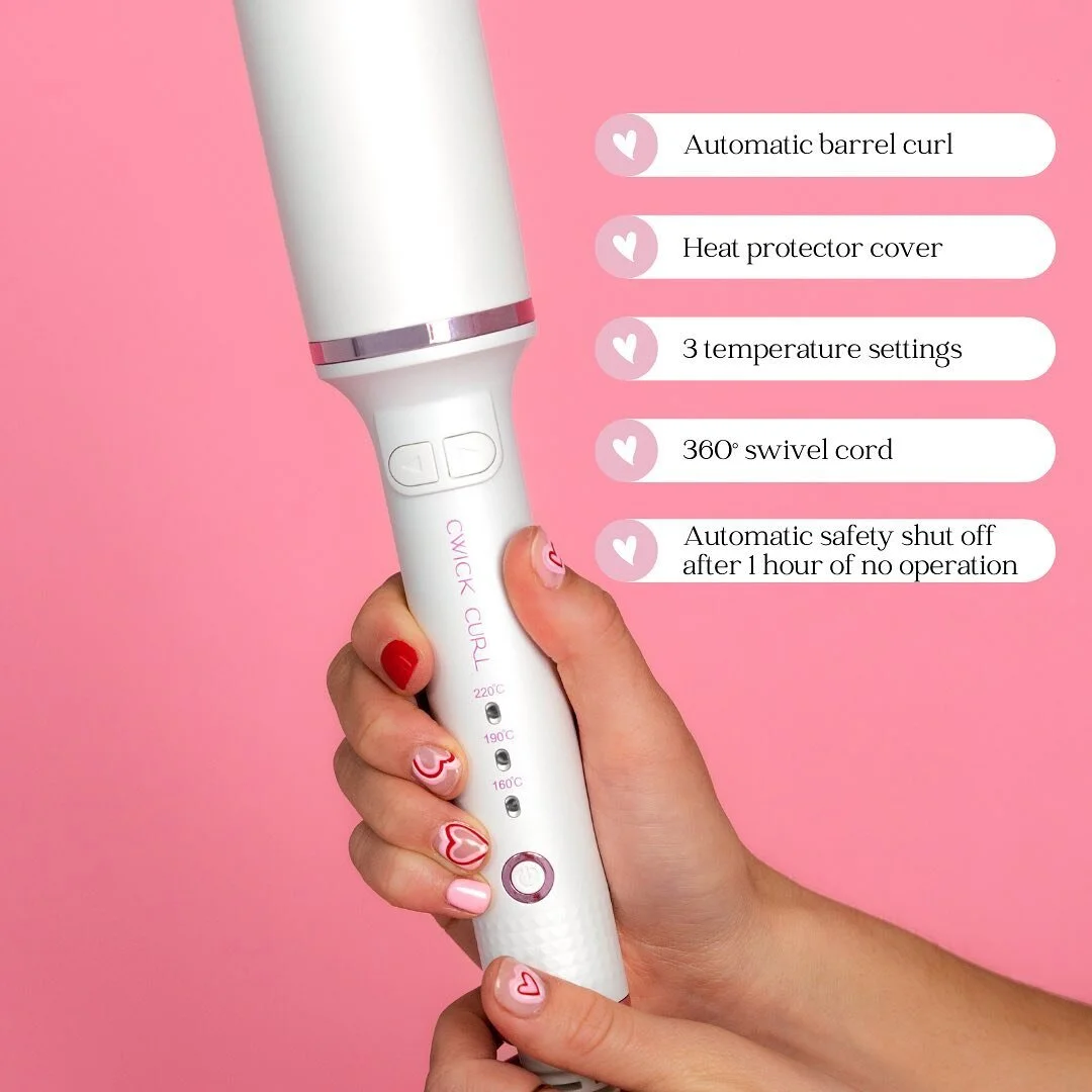 Why Cwick Curl is the best curler for YOUR hair 🫶🏼

Create your perfect curl with the automatic 28mm barrel. With it&rsquo;s double layer heat insulating cover there will be no chance of burning yourself.

With different heat options for different 