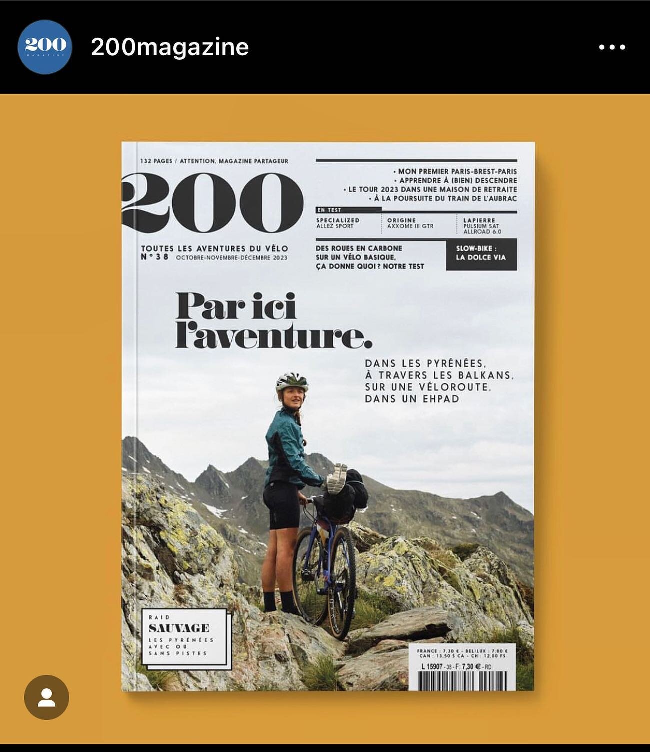 Le v&eacute;lo de @vivadm, r&eacute;alis&eacute; pour le #concoursdemachines2022 autour du Paris-Roubaix est en couverture du dernier num&eacute;ro de @200magazine. 
Merci @grimpette et @200magazine