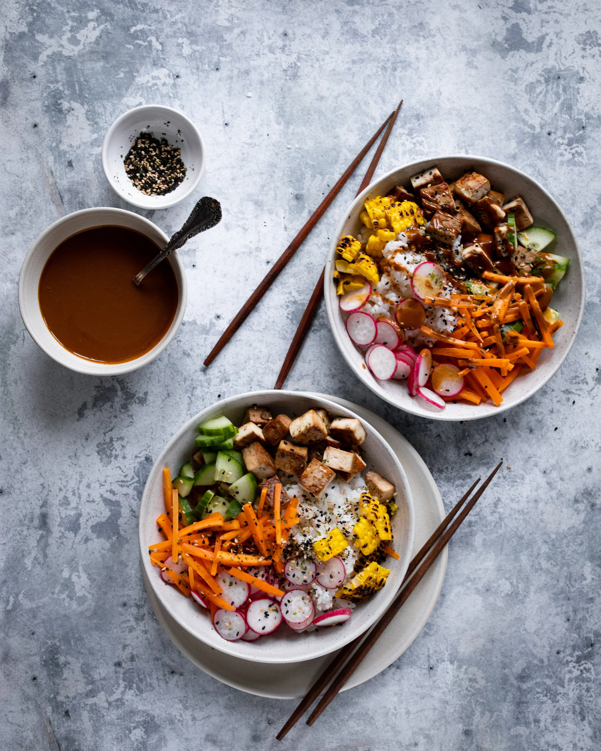 Tofu Bowl With Spicy Peanut Butter Sauce