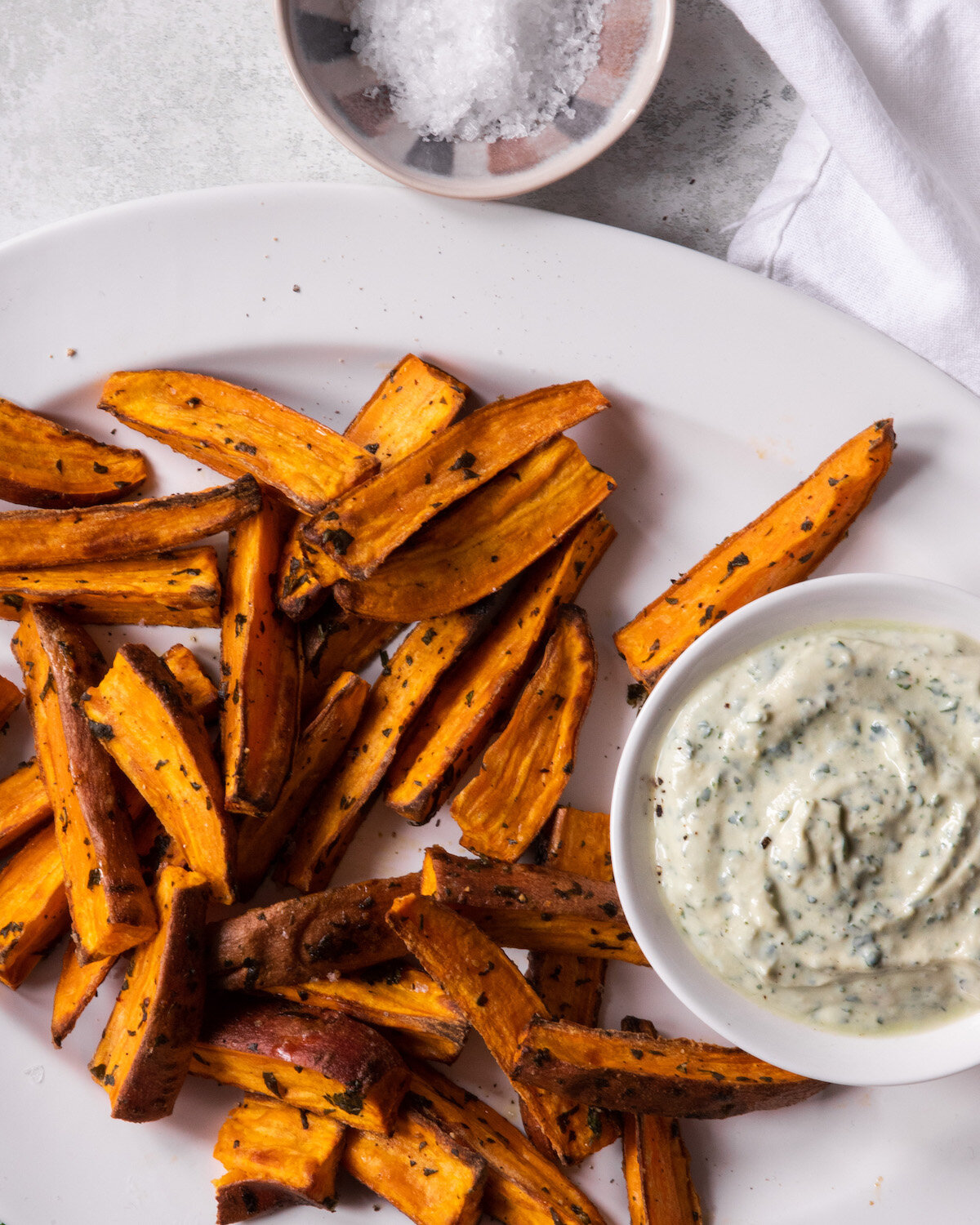 Baked Sweet Potato  Fries with Coriander DIp