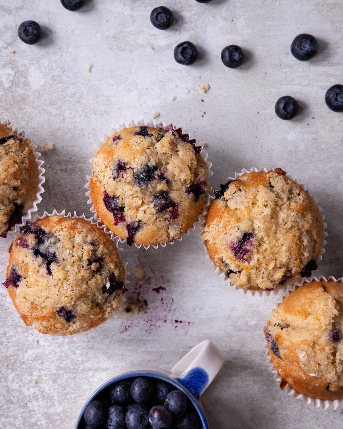 Vegan Blueberry Muffins with Crumb Topping