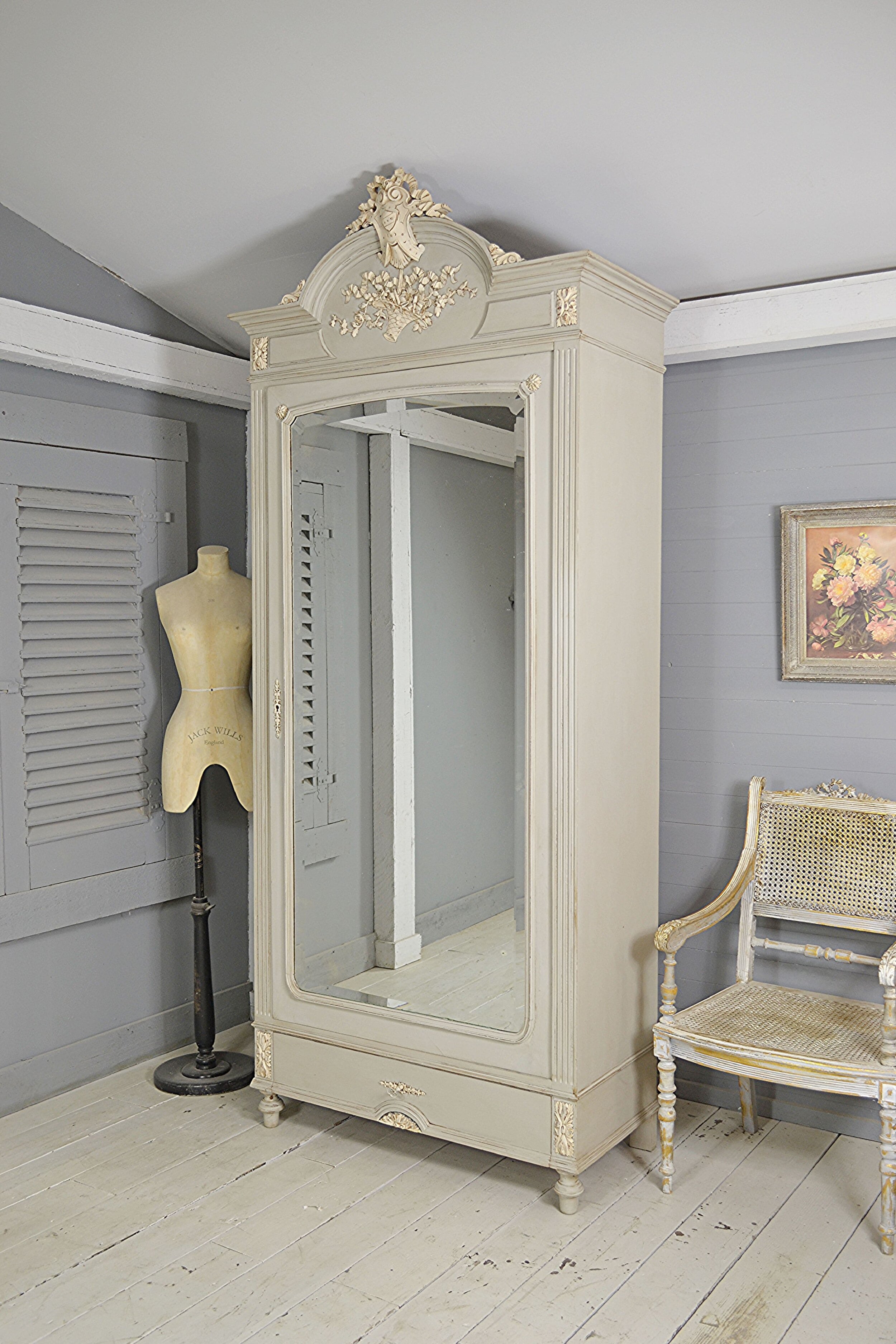 vintage armoire with mirror