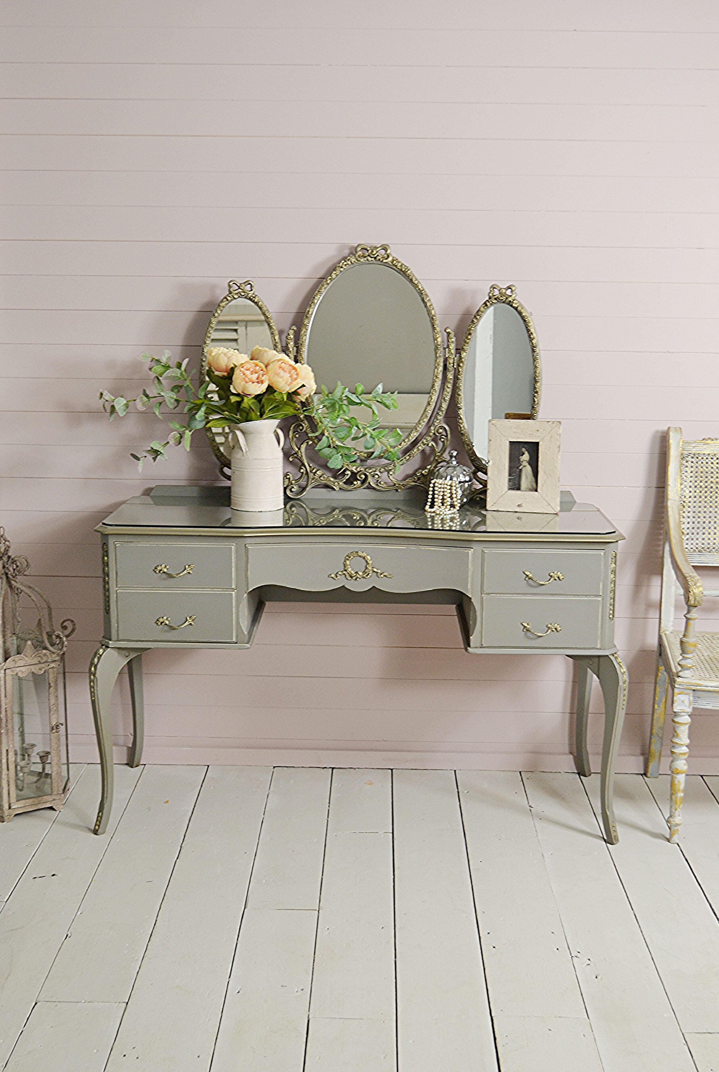 Details about   Shabby Chic Photo Frame Pink French Dressing Table with Light Vintage Victorian 