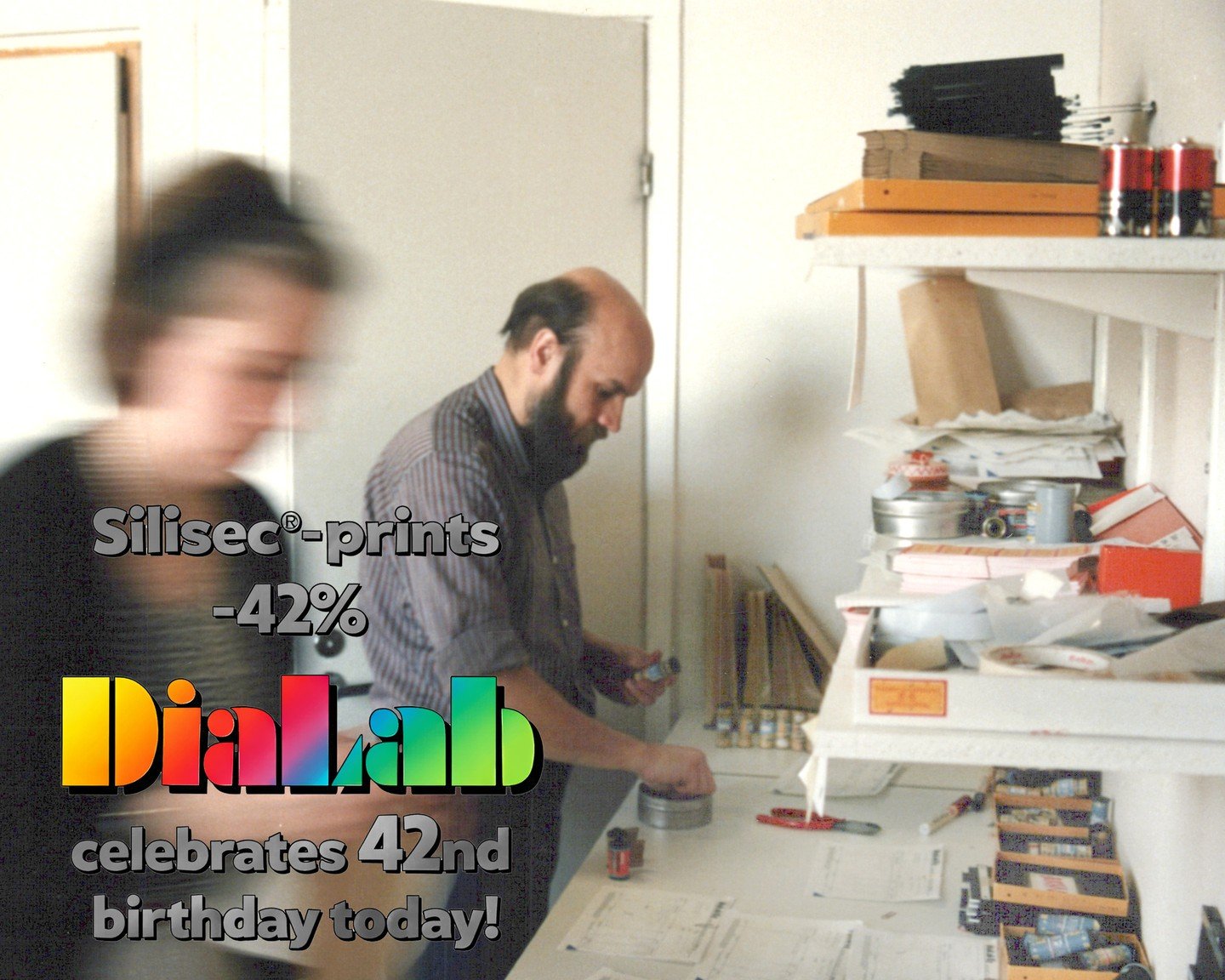 In celebration of our anniversary� 31 March &ndash; 1 April 2026⁠
�42% off �on small-size� Silisec&reg; prints!⁠
⁠
1. Seppo preparing film for development at Vanhalla talvitiell&auml;⁠
2. Seppo and Tuula at K&ouml;ln Photokina, standing in front of t