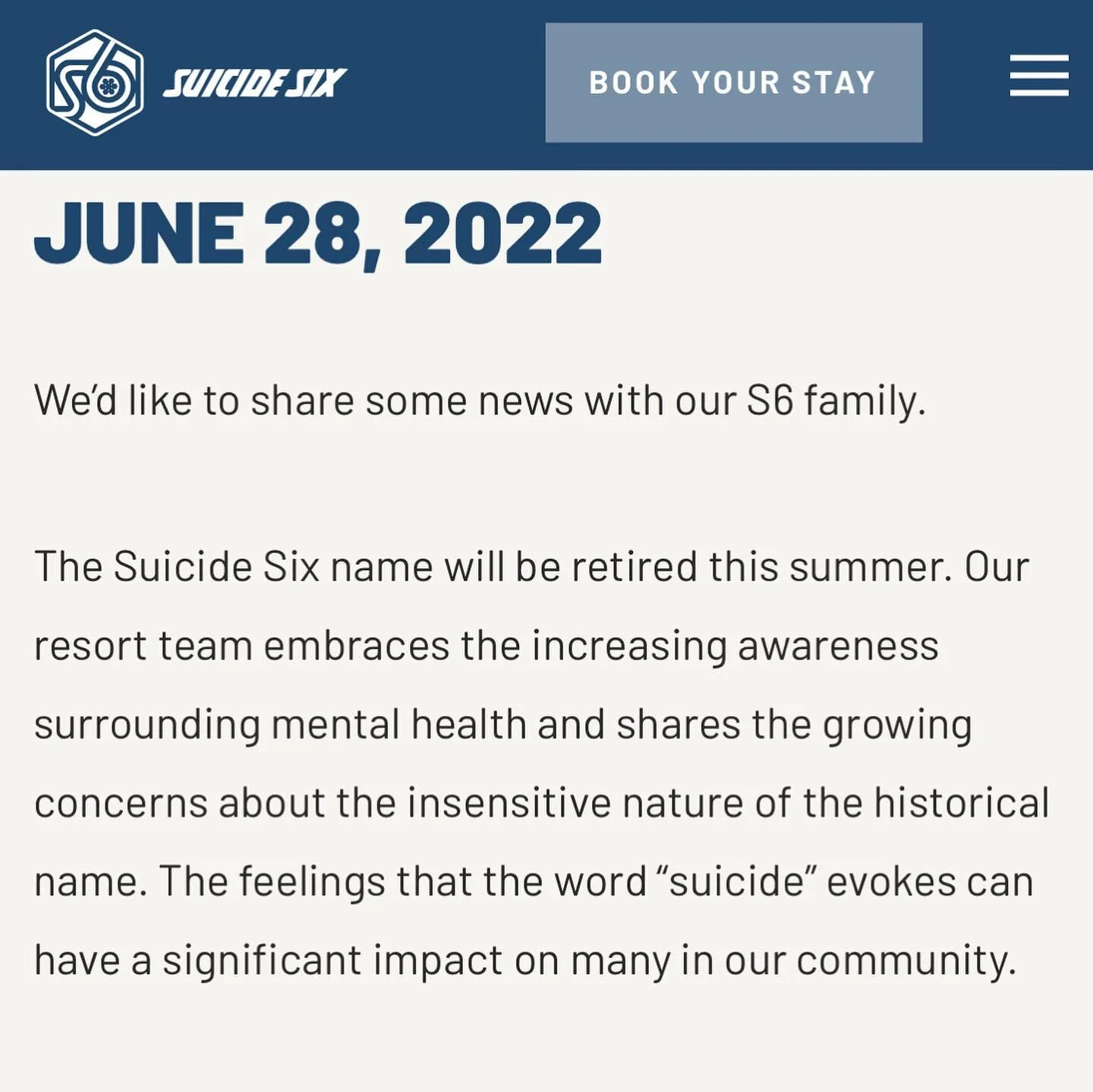 Kudos to the @suicidesixvt team for doing the right thing. Just another reason we&rsquo;re lucky to have 6 in our backyard