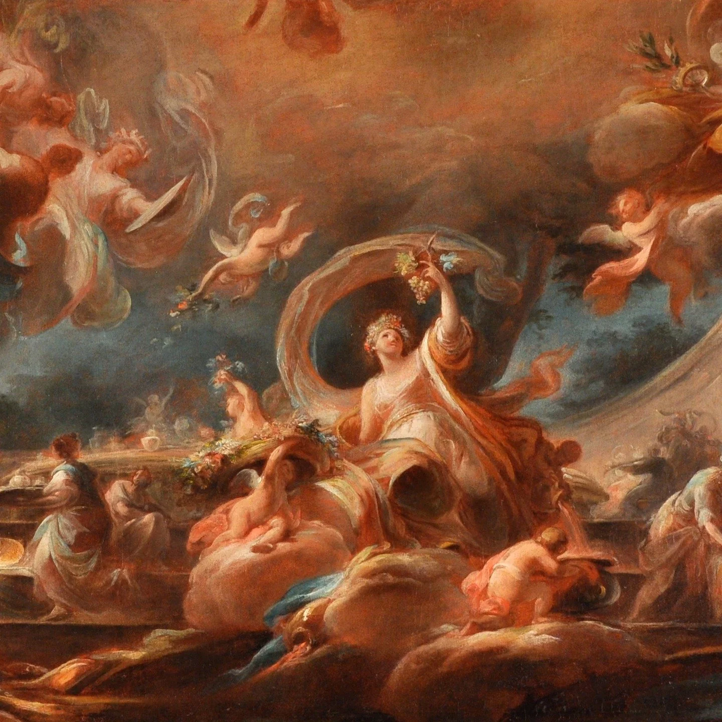 Restauro del bozzetto "La Prosperit&agrave;", realizzato da Mariano Rossi nel 1786 come studio per l'affresco della volta nella Sala di Alessandro.
@reggiadicaserta

1 dopo il restauro
2 prima del restauro
3-4 affresco della volta

#ktresta