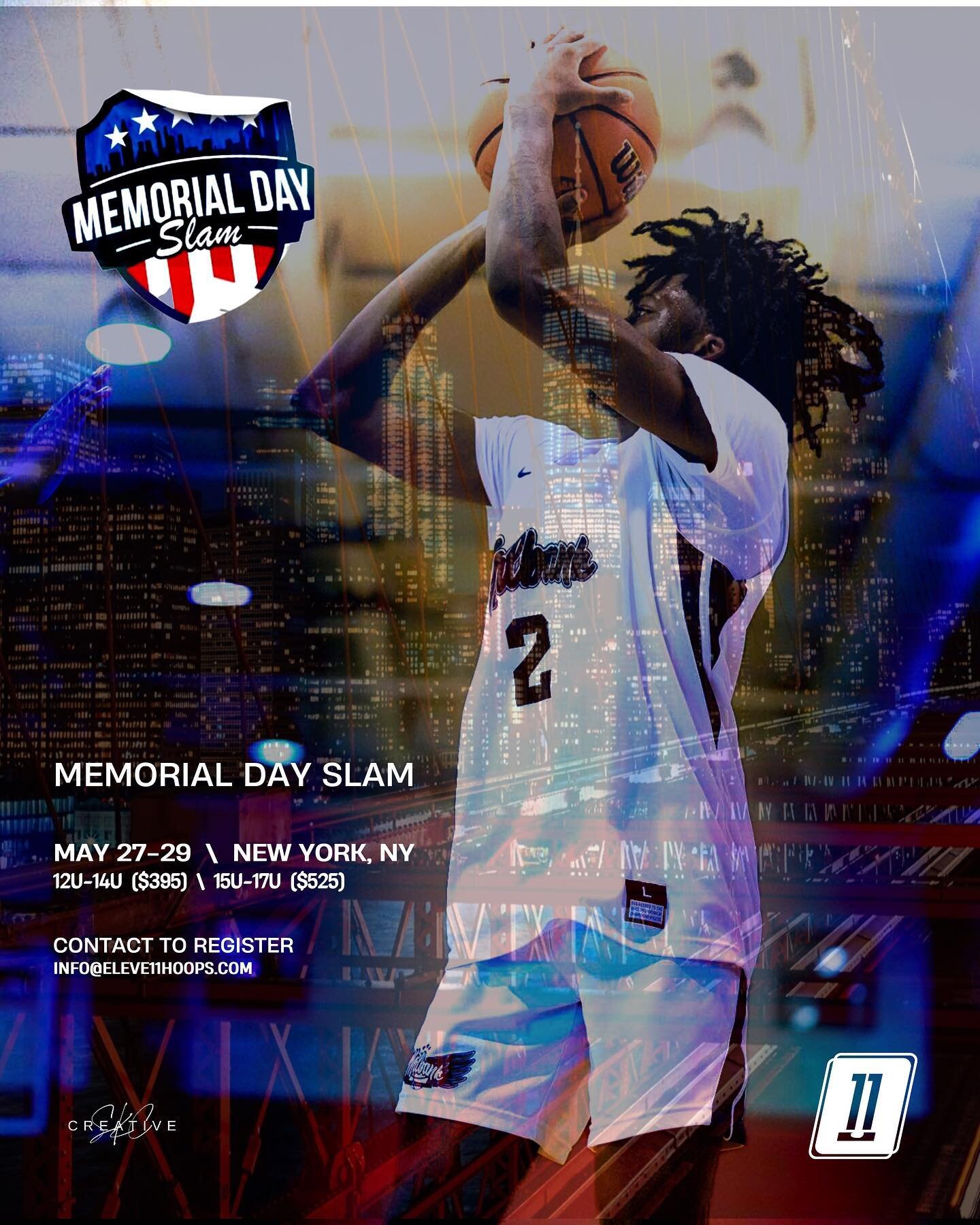 Registration for the Memorial Day Slam is now open for all 12U-17U age groups! This year&rsquo;s event will take place May 27th-May 29th in NY. Spots are expected to fill fast, don&rsquo;t hesitate to register now! Link in Bio!

Please direct all inq