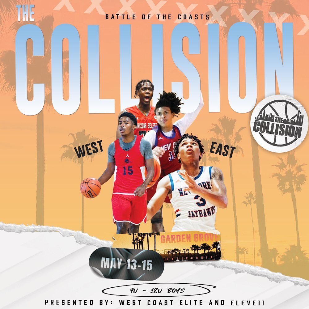 With a new season comes new beginnings. Eleve11 Hoops is proud to announce that we are expanding to the West Coast!! May 13th-15th we will be hosting the 1st Collision - West for 9u-17u in Garden Grove, California Presented by Eleve11 Hoops and West 