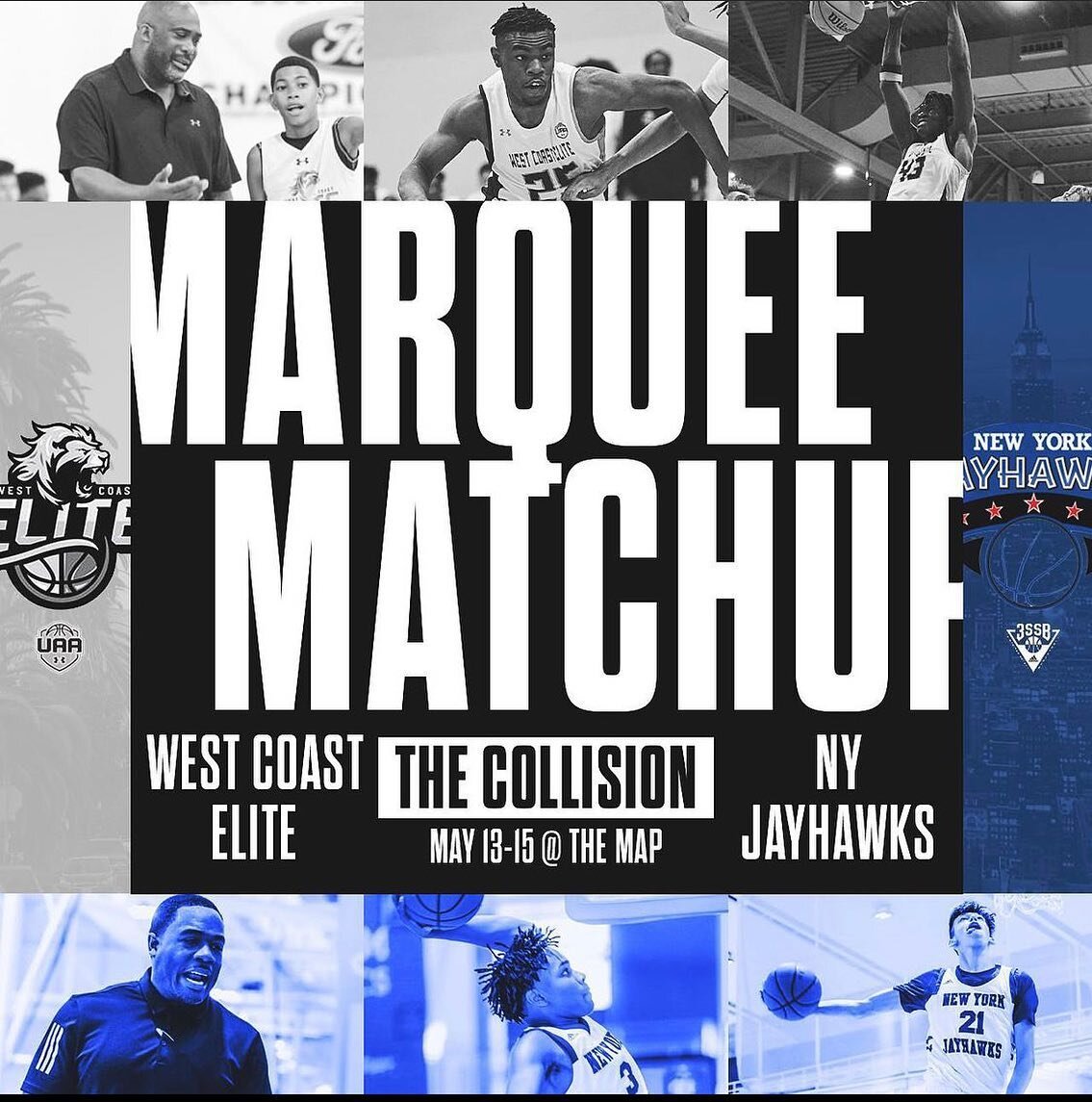 Marquee Matchup of May at the Collision West 👀!!

In a battle of the East vs West coast, The NY Jayhawks(3SSB) vs West Coast Elite(UAA) will be a matchup not to be missed! 

#thecollisionwest #eleve11hoops