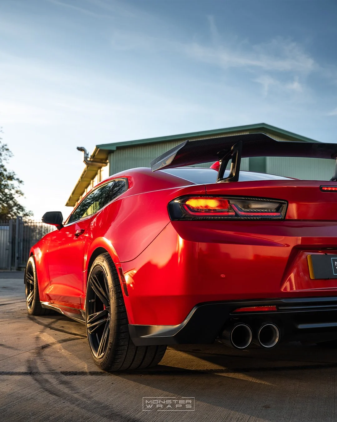 Chevrolet Camaro ZL1 1LE full colour change vinyl wrap Oracal 970 Gloss Luscious Lips custom designed printed door shut jams