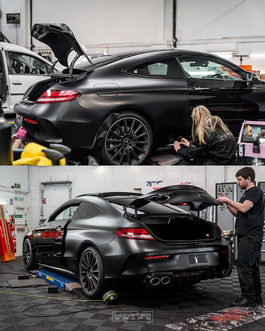 Mercedes AMG C43 coupe full external wrap in 3M Satin Black