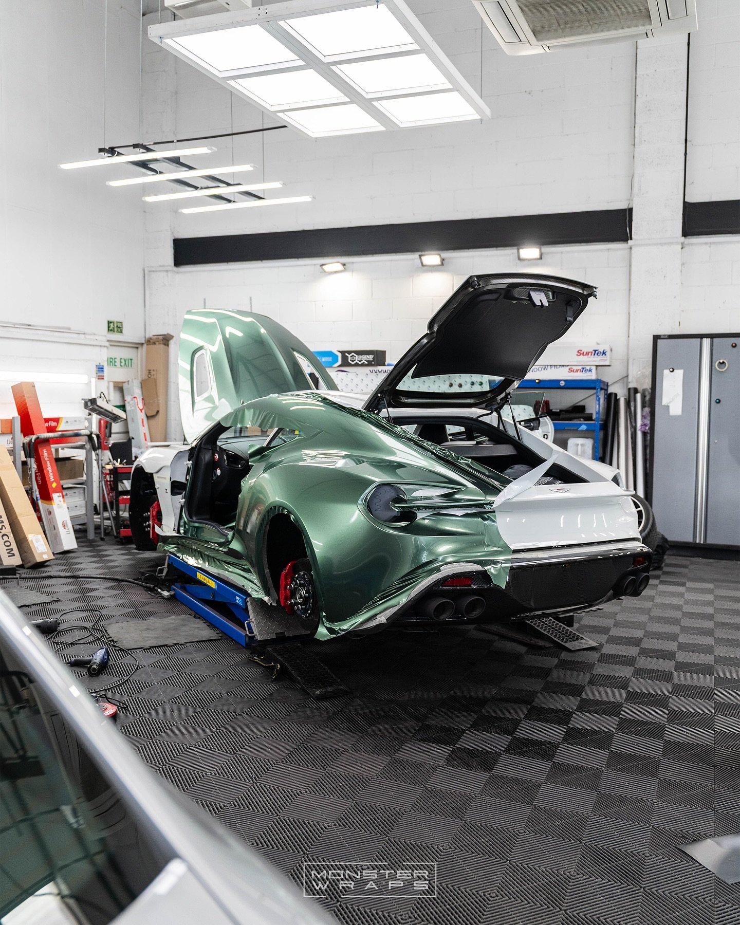 BIG ONE in the shop! 🤯🥵 Aston Martin Vanquish Zagato under-going a full colour change wrap and we&rsquo;re not just talking panels 👀 We even wrapped the door shuts and returns, for that factory-level finish! 🫡👊 #astonmartinzagato 

In this post,