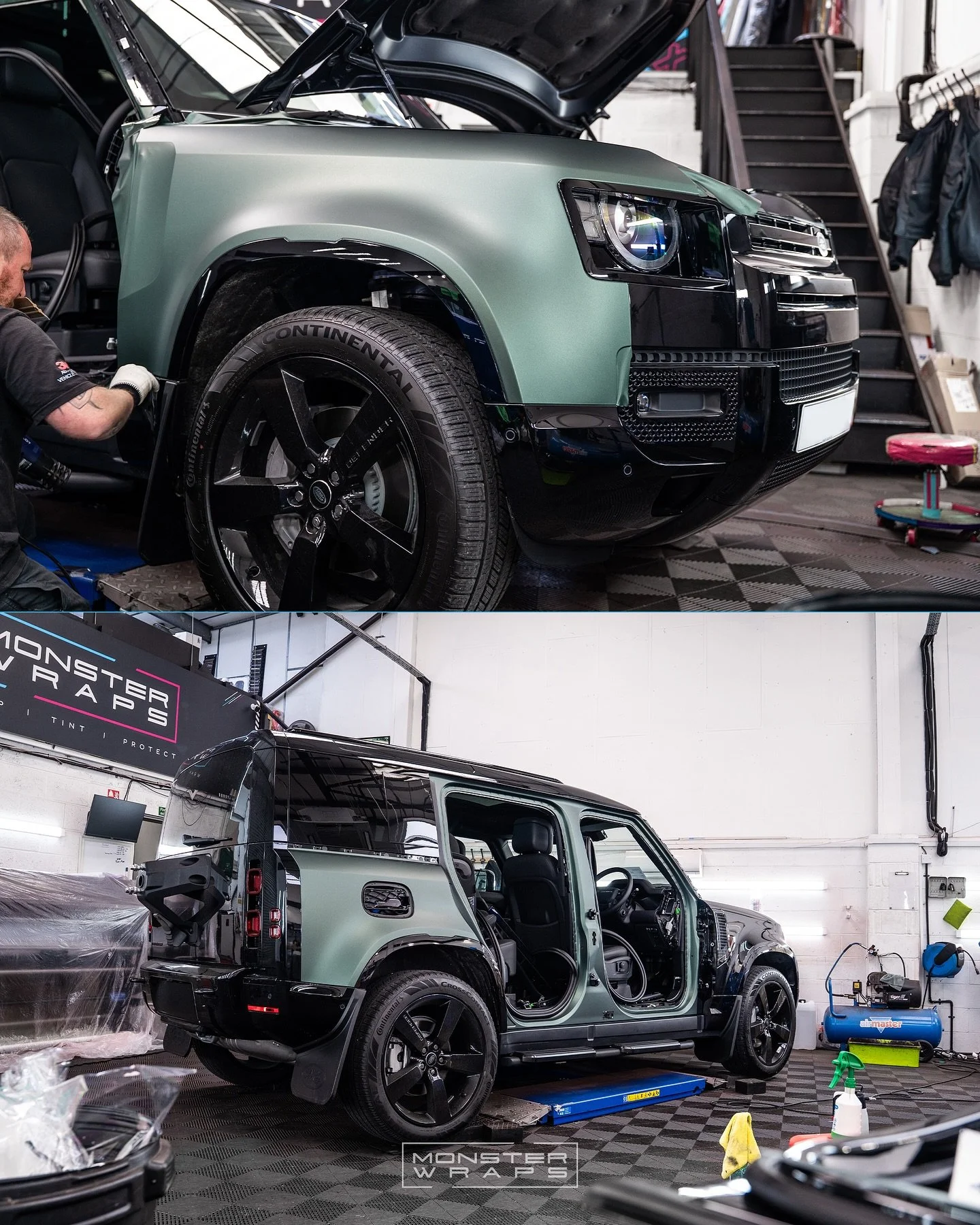 Creating another Defender 110 wrap in 3M Matte Pine Green Metallic! 😮&zwj;💨🌲💚✨ @3mfilmsuk 

This colour has become a real favourite, especially for our Defender owners, and it&rsquo;s easy to see why! 😍😍 #defenderlove 

-
Get in touch today to 