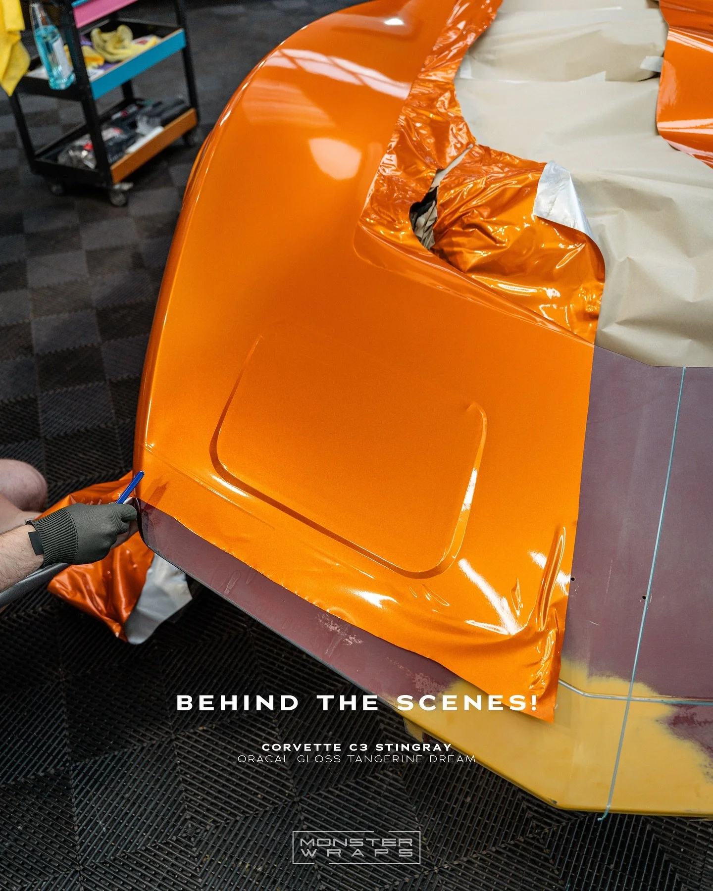 Giving this #CorvetteC3Stingray the justice it deserves! 🧡😮&zwj;💨✨ This car went through &ldquo;hell&rdquo; to get it where it looks now, and the final results couldn&rsquo;t have been better 👏👏 Using @orafolvehiclewraps Tangerine Dream 🍊🧡

-
