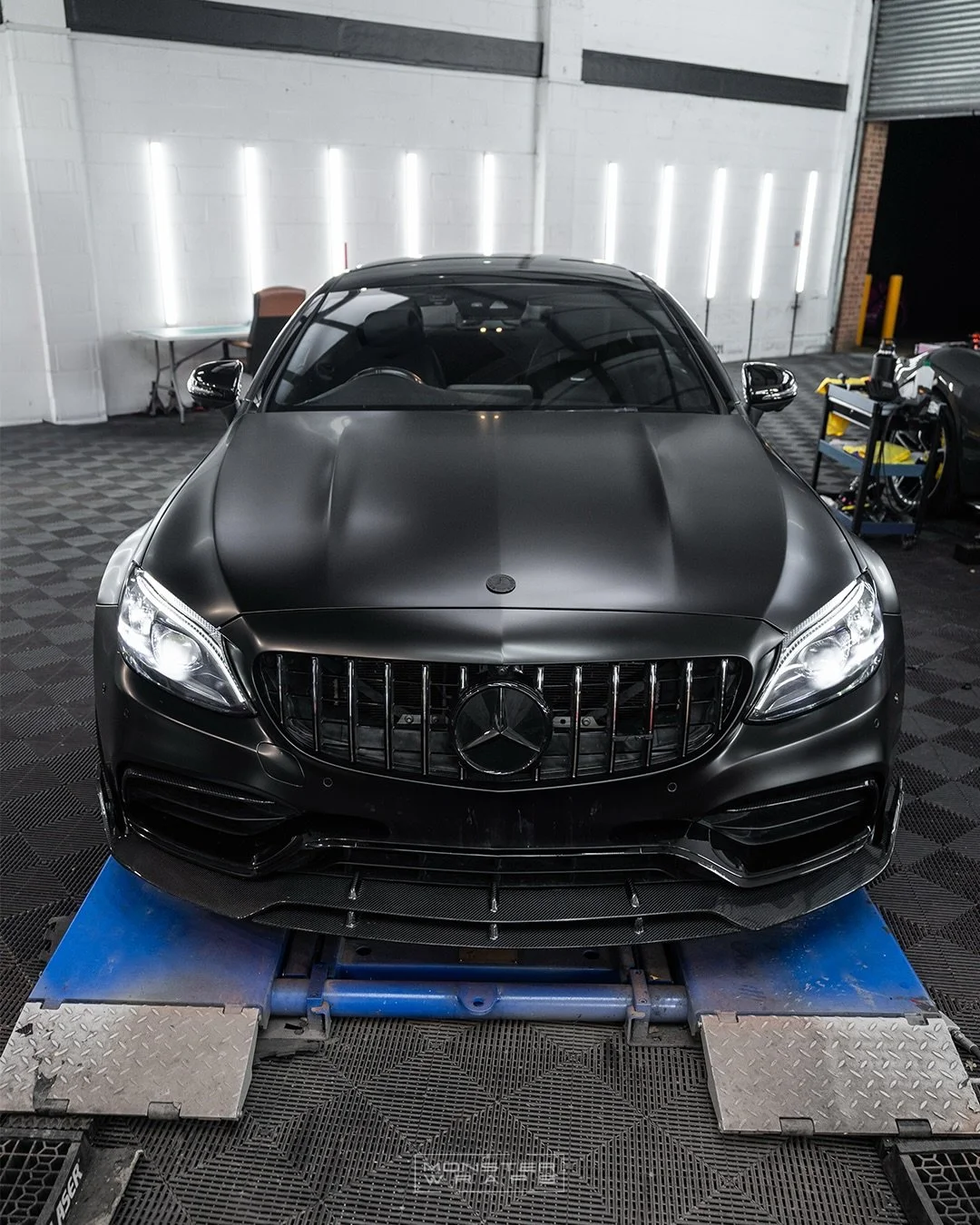 Stealth mode engaged 😮&zwj;💨🔥 Mercedes AMG C63S full external wrap using @3mfilmsuk 2080 Satin Black ⚫️🥷 

Completed with freshly painted calipers, front and rear light tints and Carbon Fibre styling 😏 This car is ready to hit the mark 💨 

#amg
