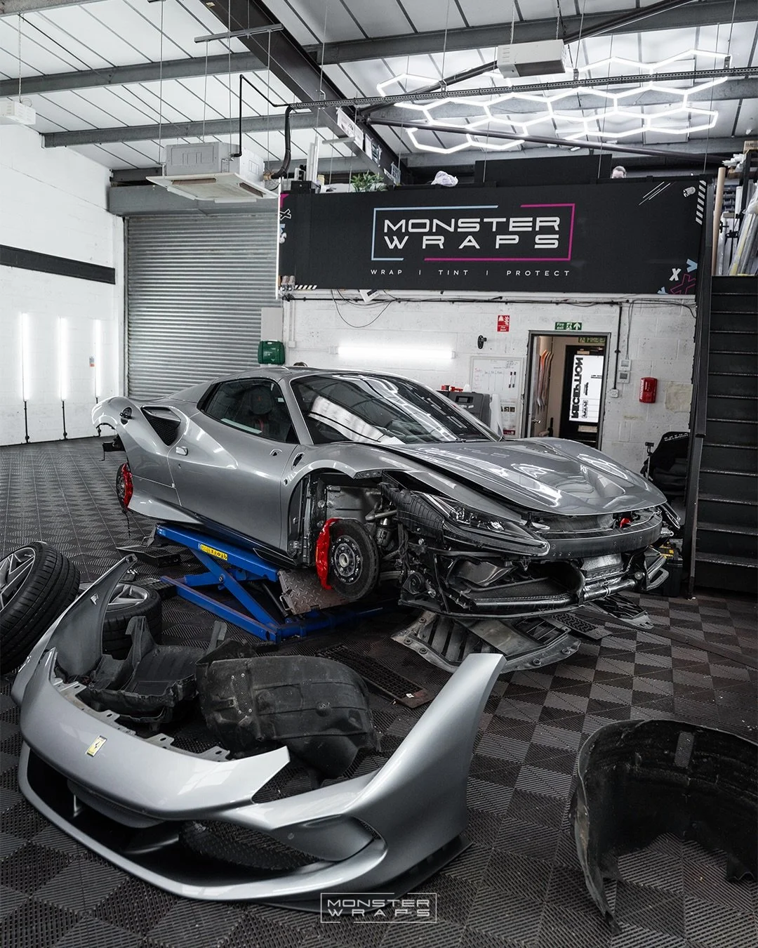 Let&rsquo;s just take a minute to appreciate this beauty before we wrap it! 🥵🥵 Our lastest full colour change project, prepped, stripped and ready to have a new look 💪 

More behind the scenes are to follow 😁 

#ferrarif8 #wrapshop #monsterwraps