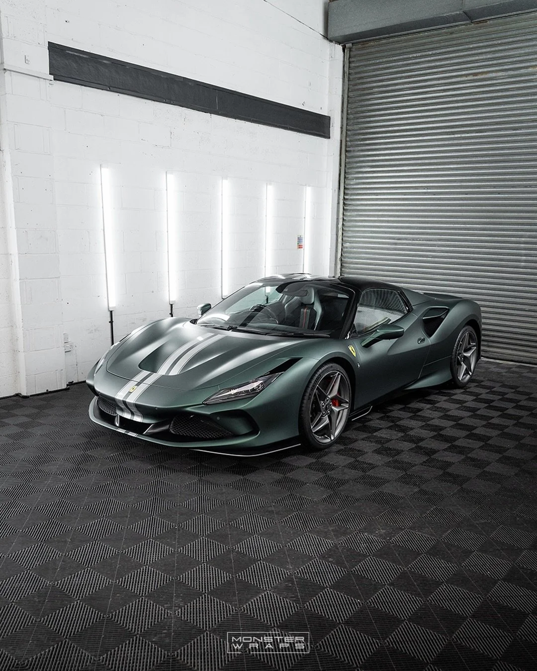 ✨🟢 Ferrari F8 Spyder x 3M Matte Pine Green 🟢✨

The silver looked great, but this colour just hits 👌 Completed with a full external colour change wrap and full body stripes to finish off the wrap 💪 

#ferrarif8 #monsterwraps