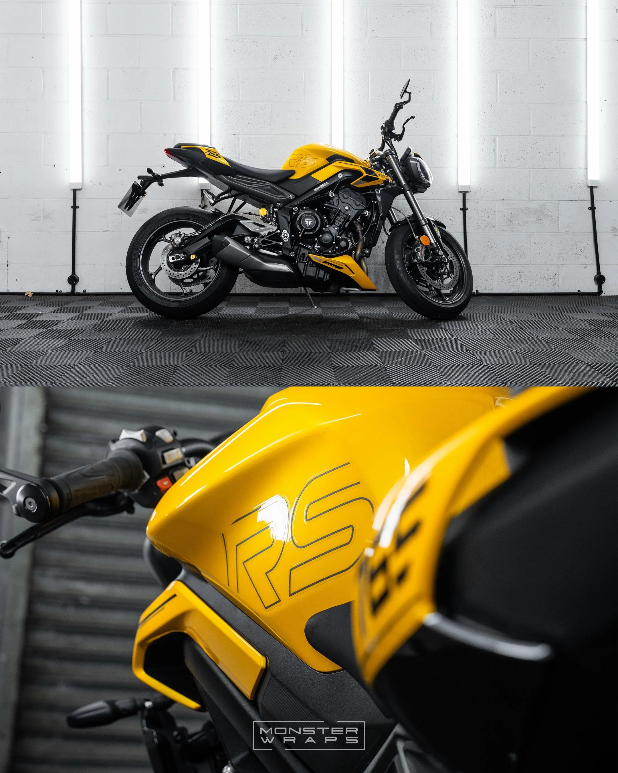 Another full PPF project going out the door! 💪🟡⚫️ We applied Gloss Paint Protection Film to all of the yellow painted panels on this Triumph Street Triple RS bike, ensuring it stays looking pristine for years to come 👊

#triumphmotorcycle #clearpp
