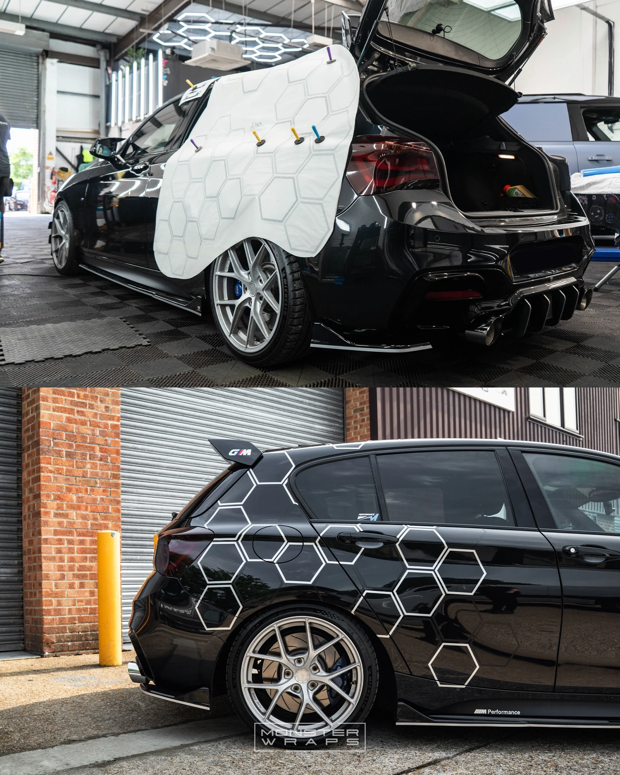 #flashbackfriday 💥⚫️ With this spicy BMW M140i! ⚫️💥

🖤 Wrapped the bonnet in @profilm_group Carbon Fibre Black PPF (stealth mode activated 😎)

🎯 Added pinstriping + graphics to the doors, bumper &amp; spoiler ends

👊 Threw in some extra detaili