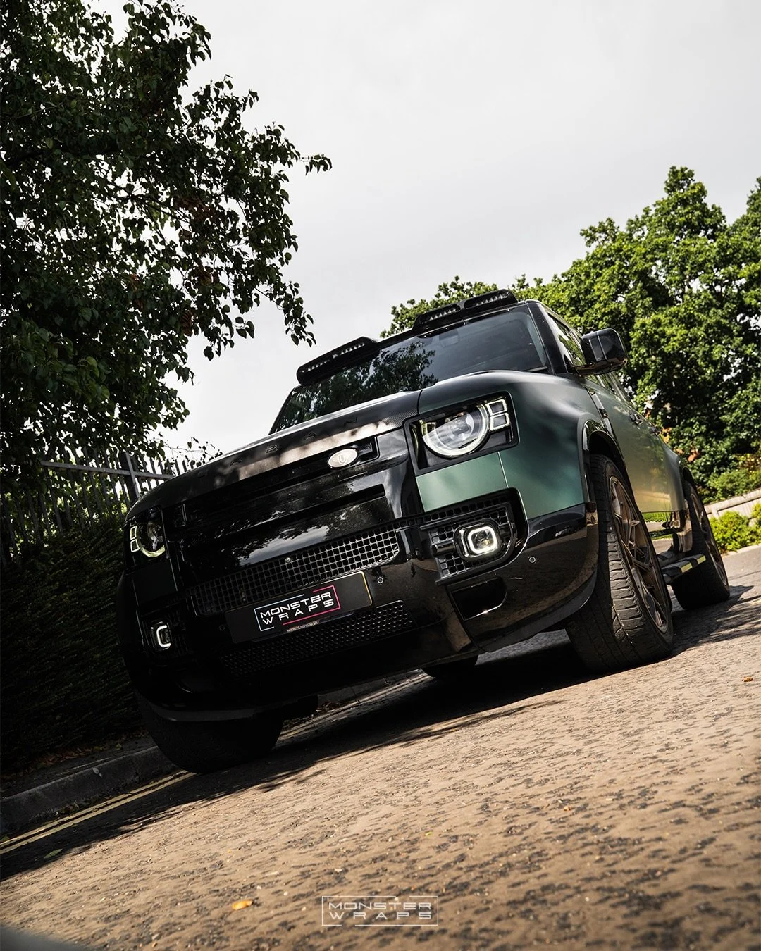 Our Defender owners love this colour 😮&zwj;💨🤩 and its easy to see why 👏 We recently gave another Land Rover Defender 110 a lower-half wrap using @teckwrap Mantle Green Satin 🟢💚 

#defender110 #monsterwraps