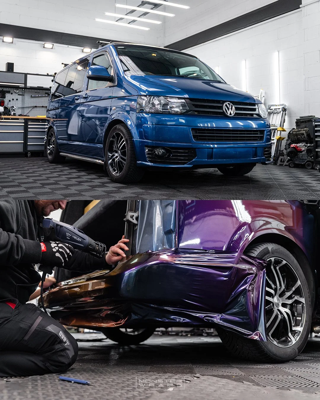 VW Volkswagen Transporter T5.1 Caravelle vinyl colour change wrap 3M High Gloss Flip Deep Space
