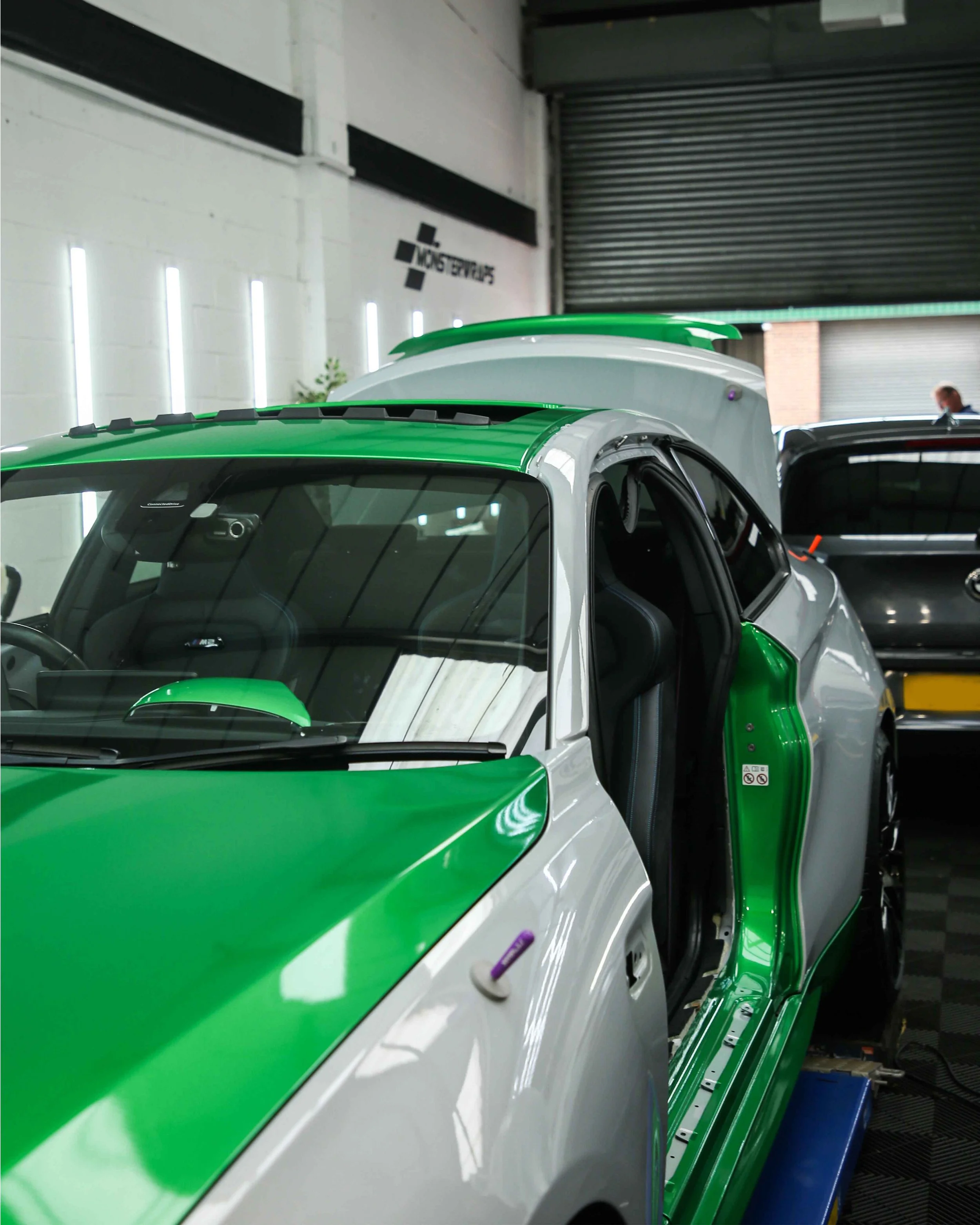 BMW M2 Competition F87 full colour change vinyl wrap in 3M Gloss Green Envy