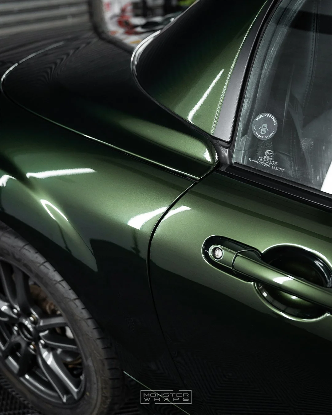 Mazda MX-5 Miata MK3 full vinyl colour change wrap inozetek supergloss midnight green