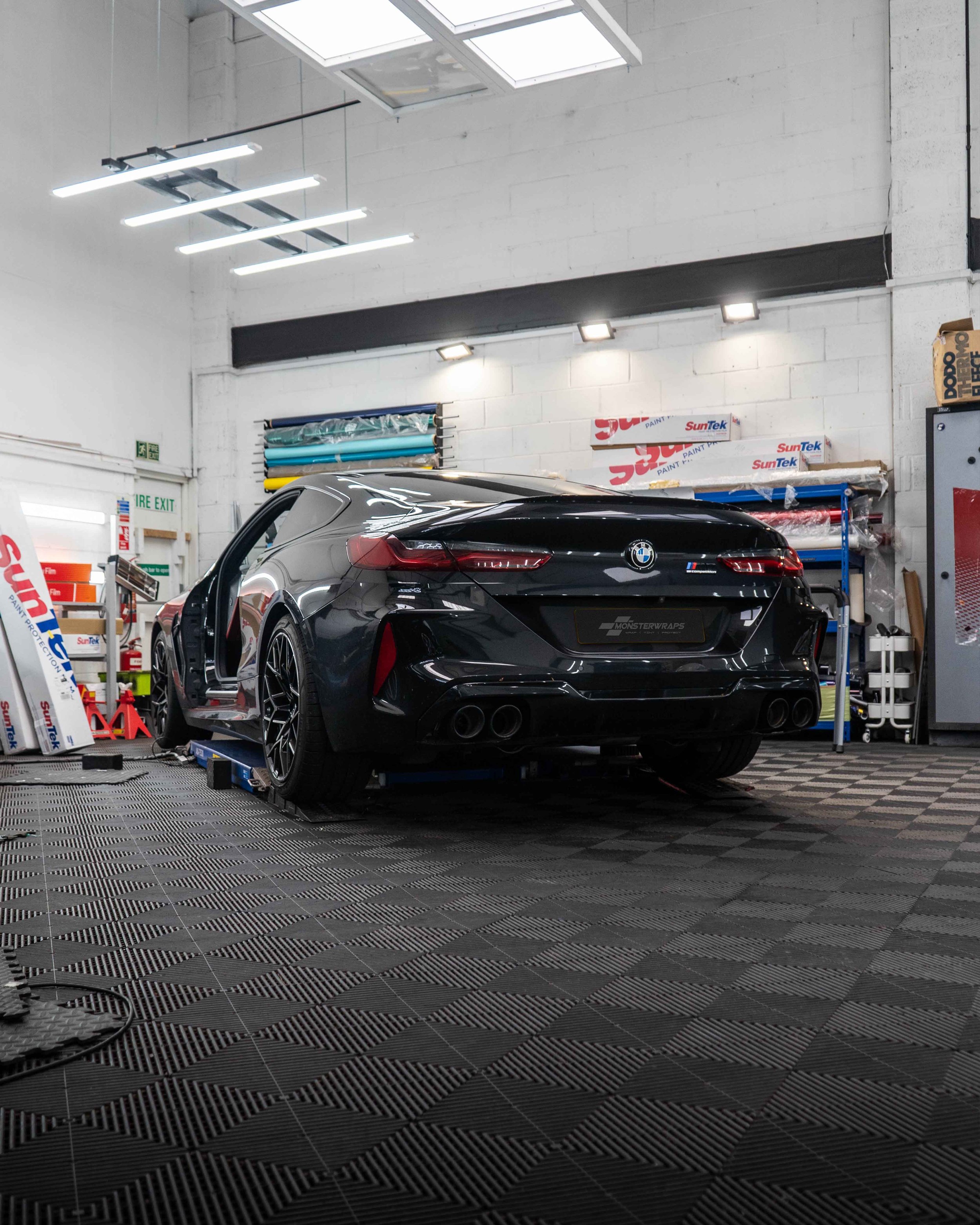 BMW M8 Competition full colour change vinyl wrap 3M matte pine green metallic