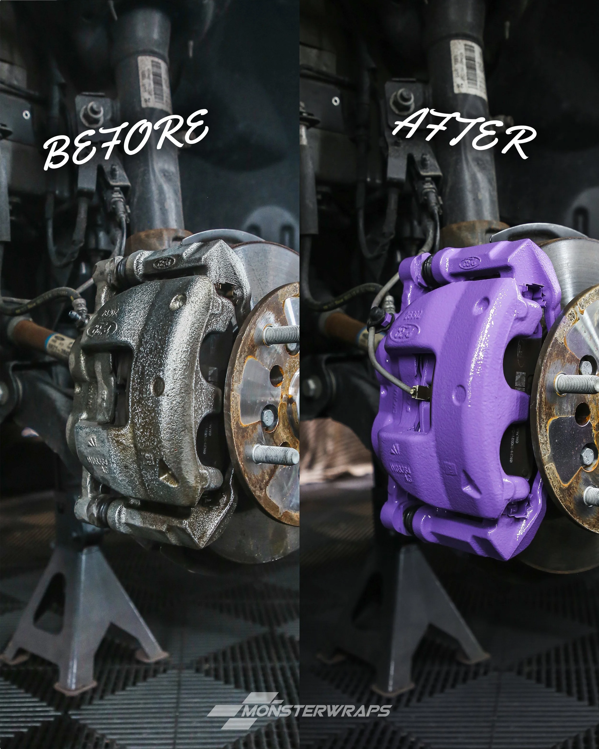 ford transit custom brake calipers custom painted in gloss lilac purple
