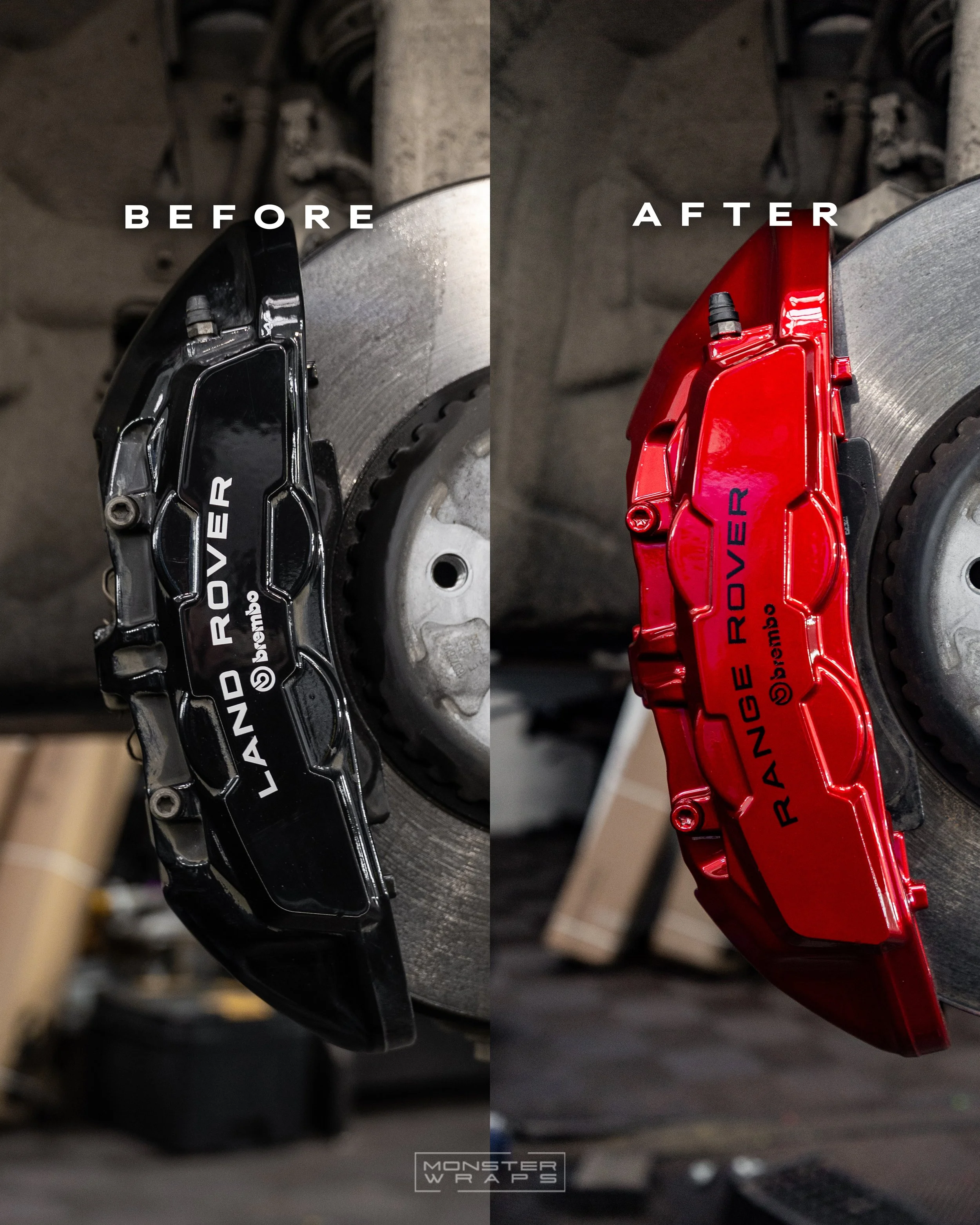 Range Rover L460 Autobiography brake calipers painted Gloss Candy Red Metallic
