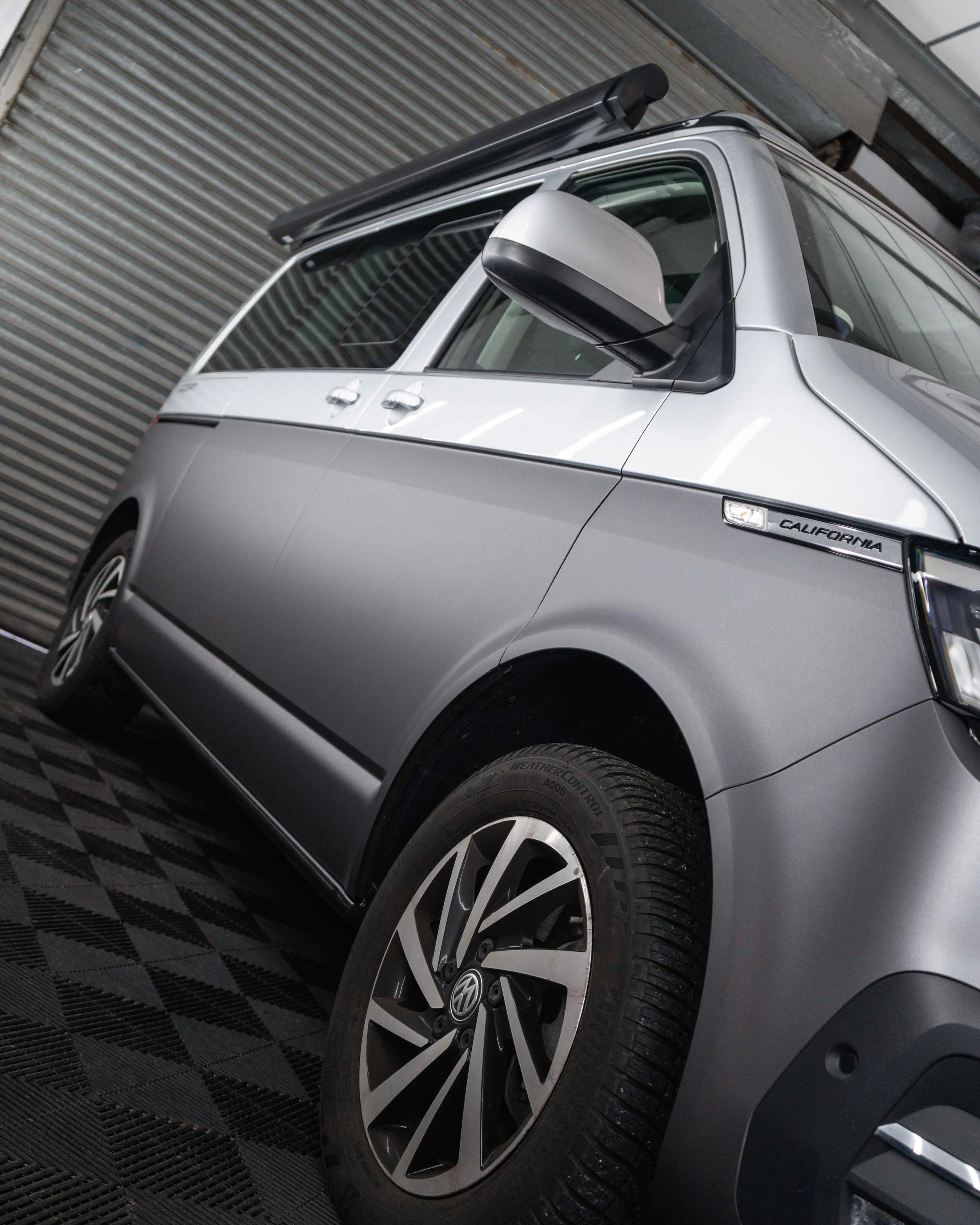 VW T6.1 Transporter California lower-half wrapped in 3M Matte Dark Grey Metallic