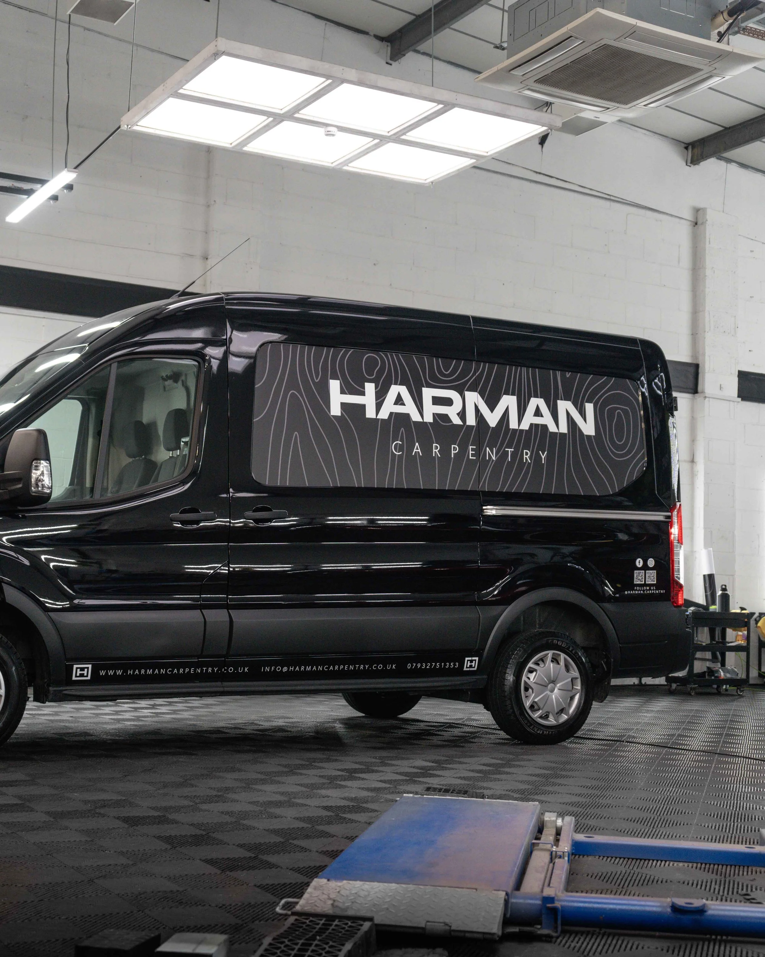 Infill panel vinyl wraps for commercial branded company vans