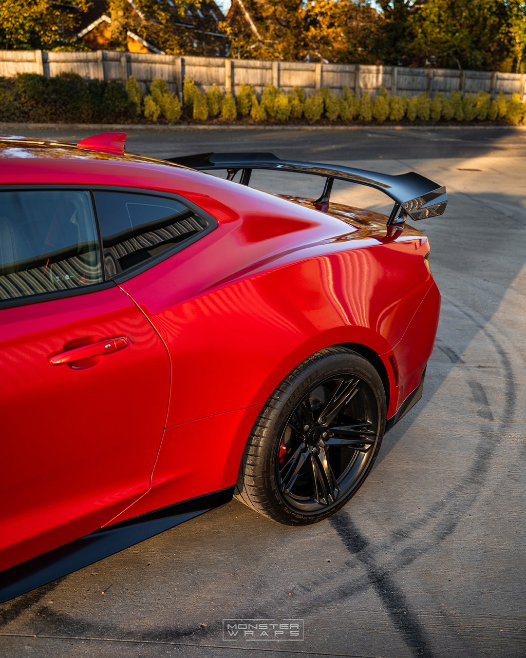 Chevrolet Camaro ZL1 1LE full colour change vinyl wrap Oracal 970 Gloss Luscious Lips custom designed printed door shut jams