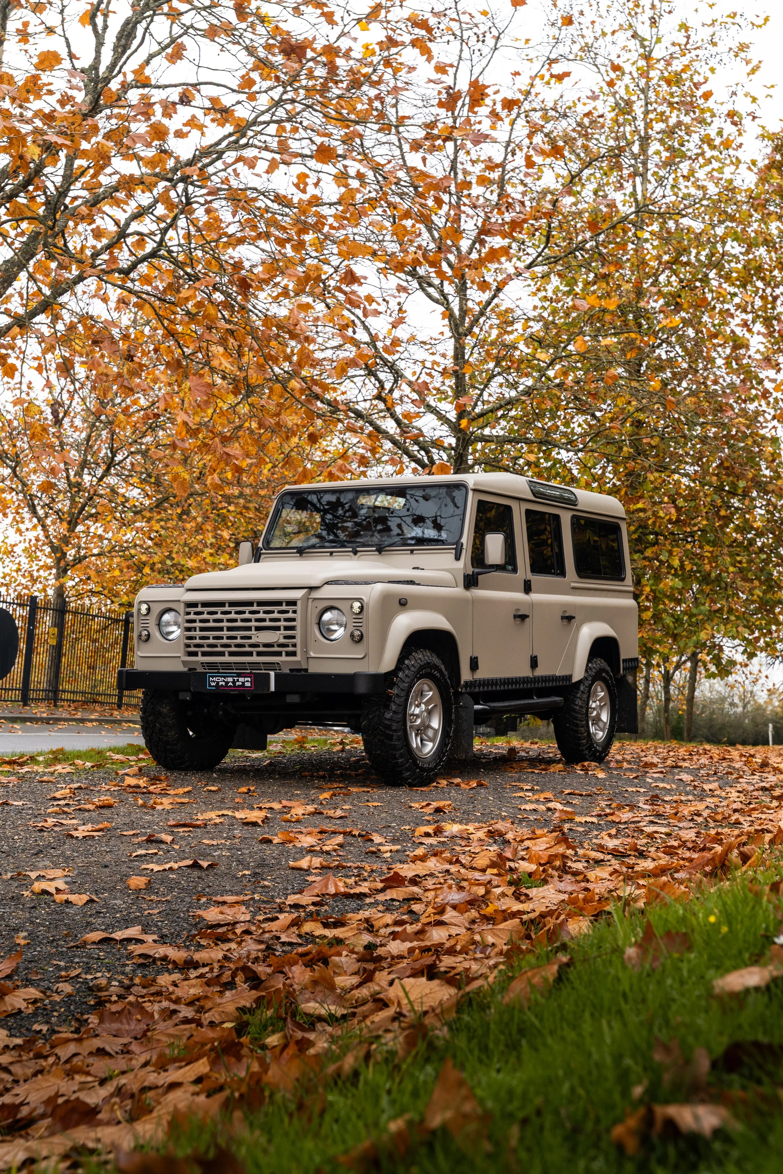 Land Rover Defender 110 2016 full colour change car wrap 3M Satin Sandstone