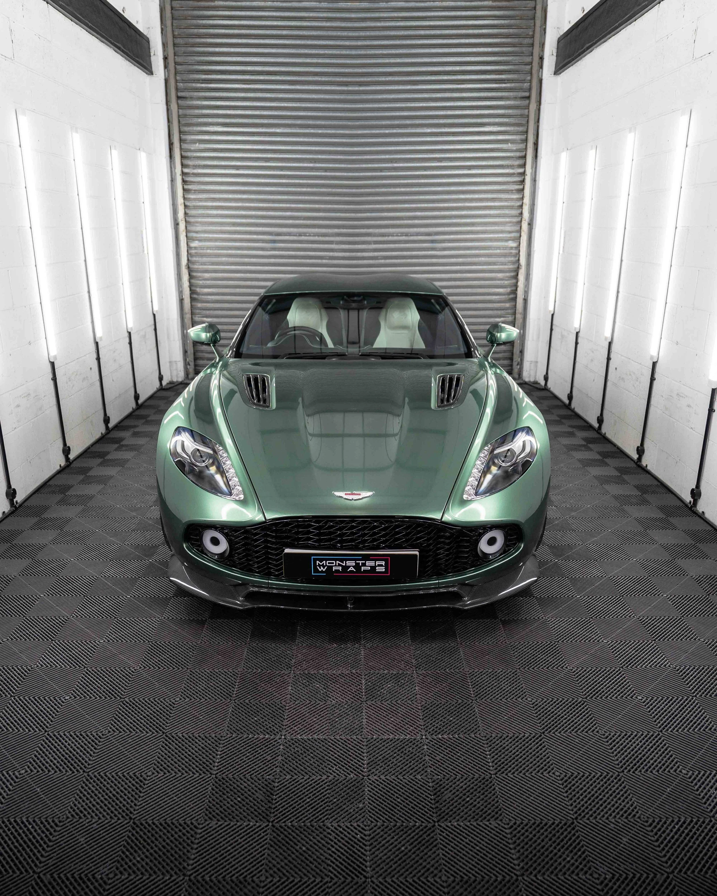 Aston Martin Zagato Vanquish full colour change vinyl wrap inozetek supergloss metallic racing green
