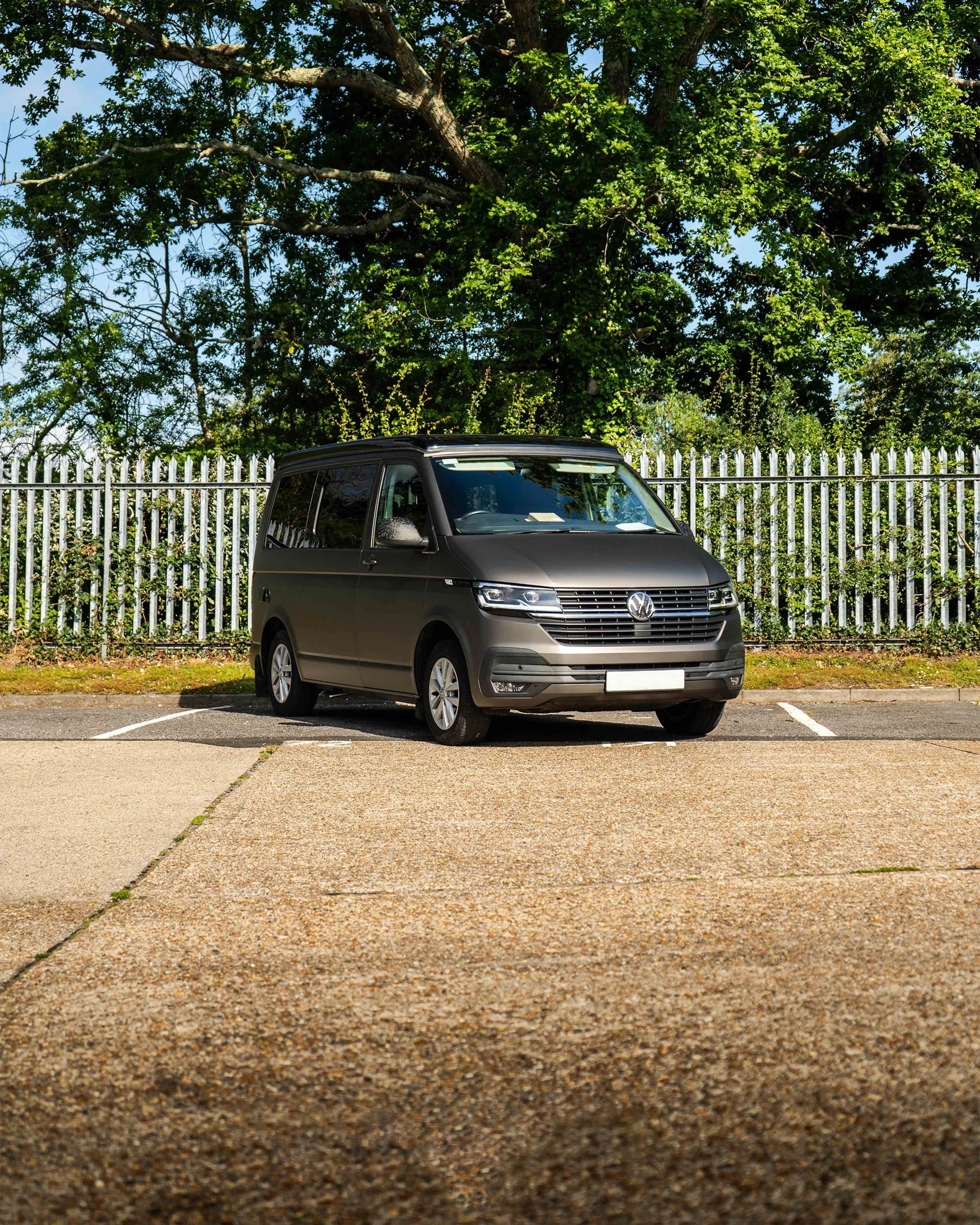 Volkswagen VW Transporter T6.1 California full colour change wrap in 3M matte charcoal metallic wrap