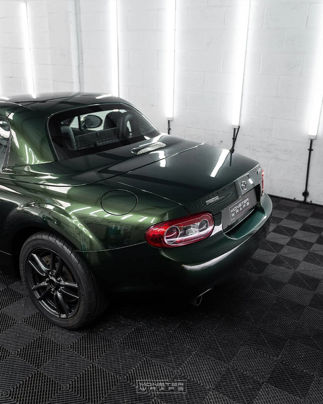 Mazda MX-5 Miata MK3 full vinyl colour change wrap inozetek supergloss midnight green