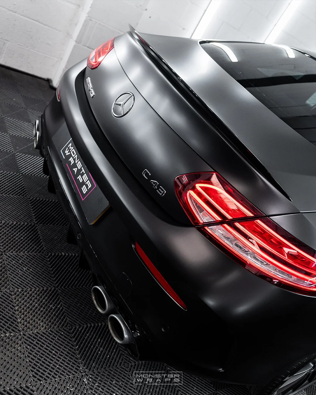 Mercedes AMG C43 coupe full external wrap in 3M Satin Black
