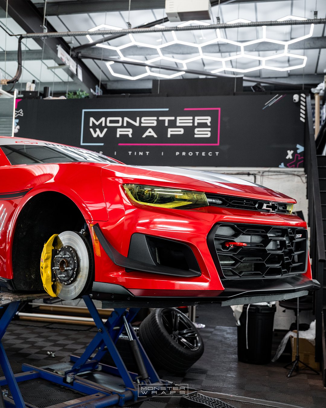 Chevrolet Camaro ZL1 1LE full colour change vinyl wrap Oracal 970 Gloss Luscious Lips custom designed printed door shut jams
