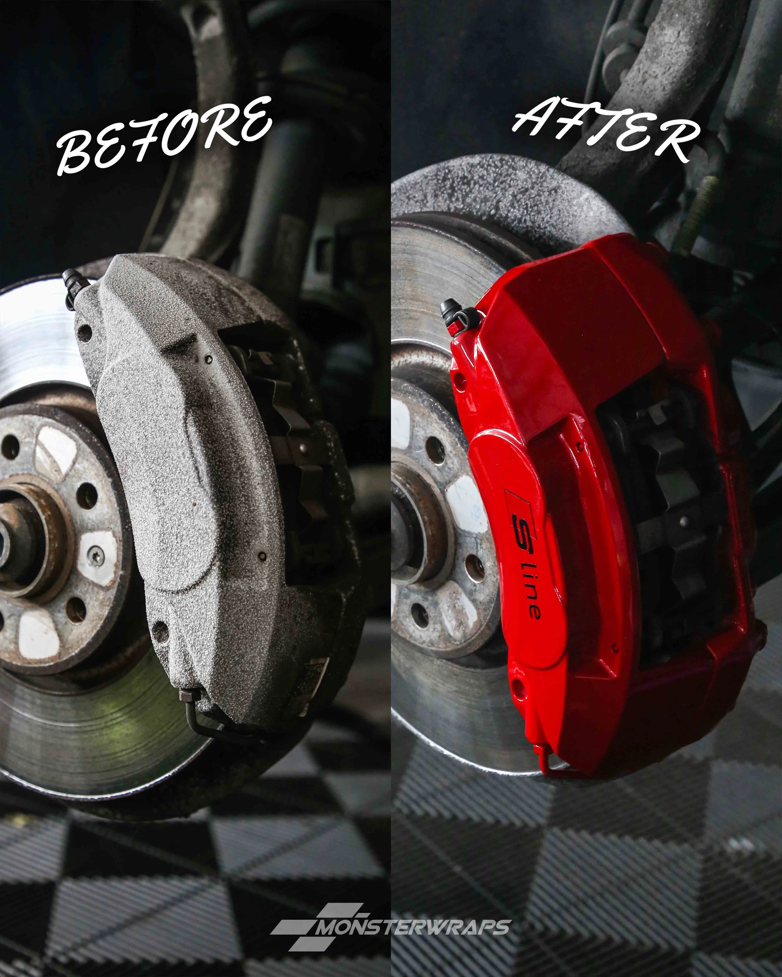 audi Q5, SQ5 brake calipers painted in gloss performance red