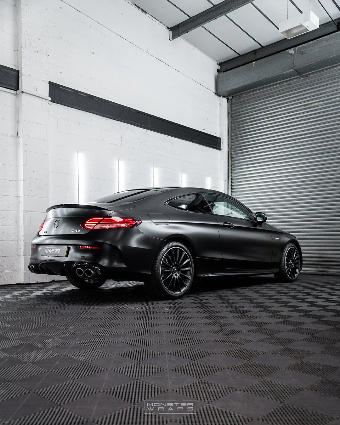Mercedes AMG C43 coupe full external wrap in 3M Satin Black